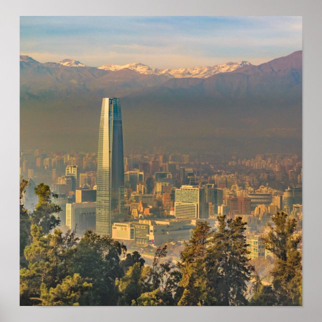 Santiago de Chile Aerial View from San Cristobal H Poster (Front)