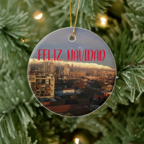 Santiago de Chile Panoramic Ceramic Ornament