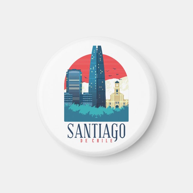 Santiago de Chile Vintage Skyline   Magnet (Front)