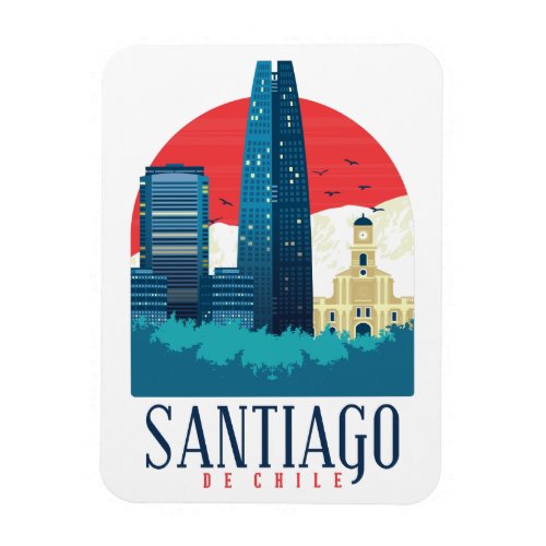 Santiago de Chile Vintage Skyline Photo  Magnet