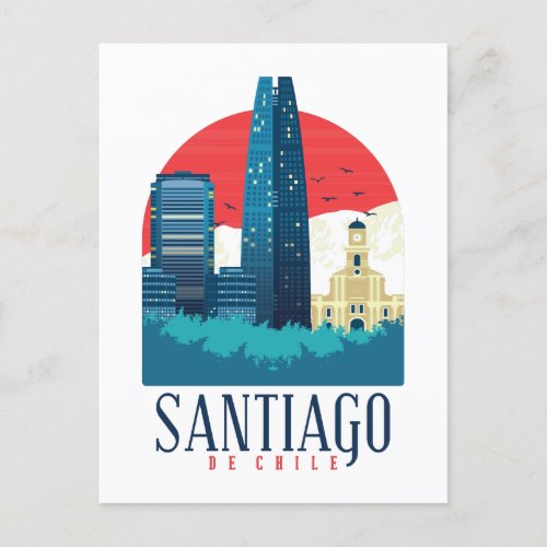 Santiago de Chile Vintage Skyline  Postcard
