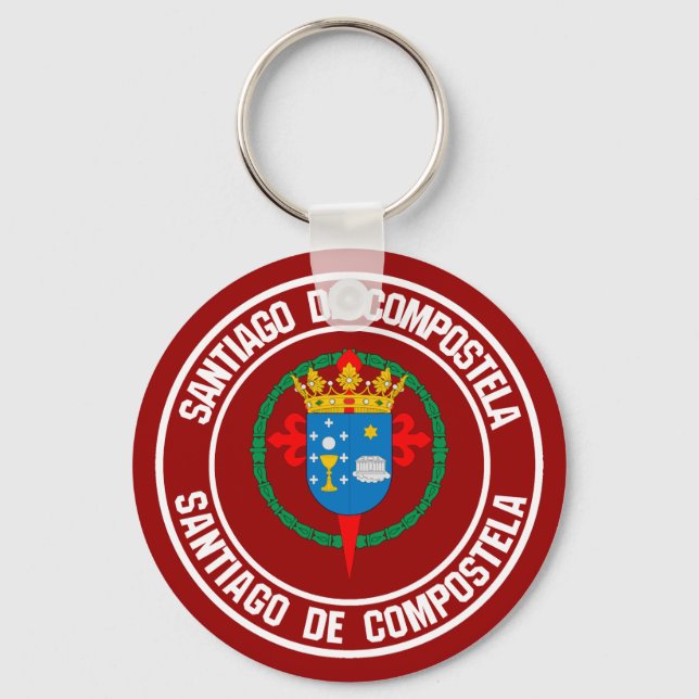 Santiago de Compostela Round Emblem Keychain (Front)