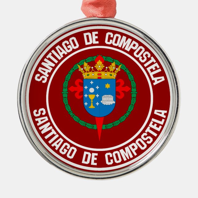 Santiago de Compostela Round Emblem Metal Ornament (Front)