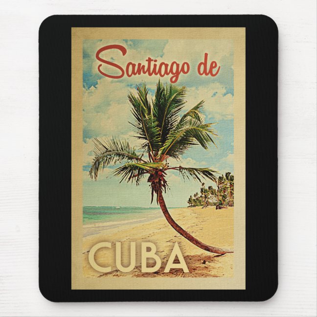 Santiago De Cuba Mouse Pad - Vintage Palm Tree