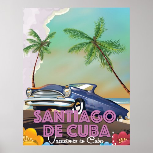 Santiago de Cuba Vintage travel poster