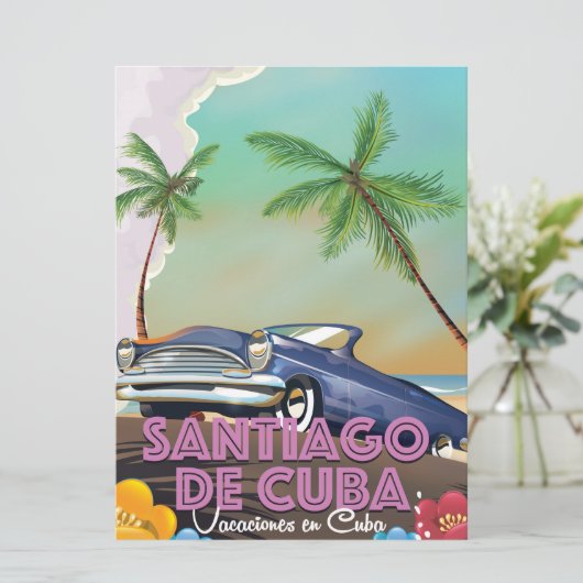 Santiago de Cuba Vintage travel poster (Standing Front)