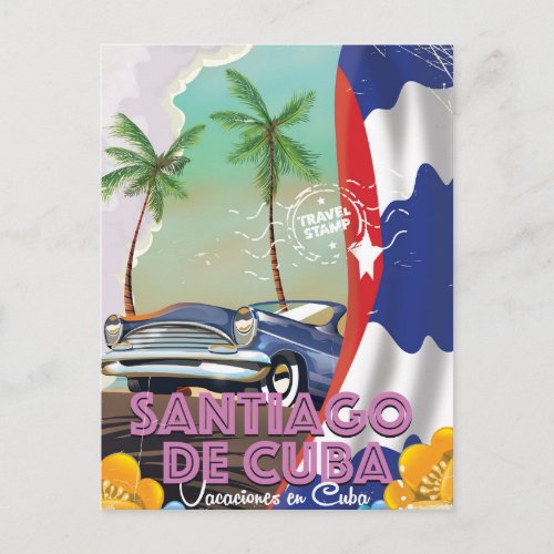 Santiago de Cuba Vintage travel poster Postcard