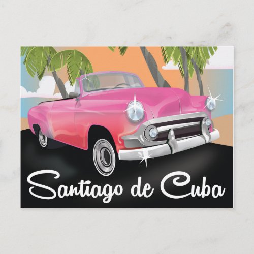 Santiago de Cuba vintage vacation travel poster Postcard