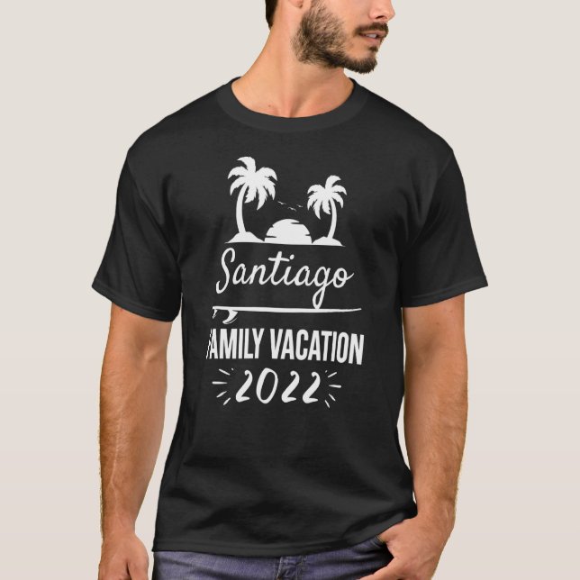 Santiago Family Vacation Tropical Group Trip Beach T-Shirt (Front)