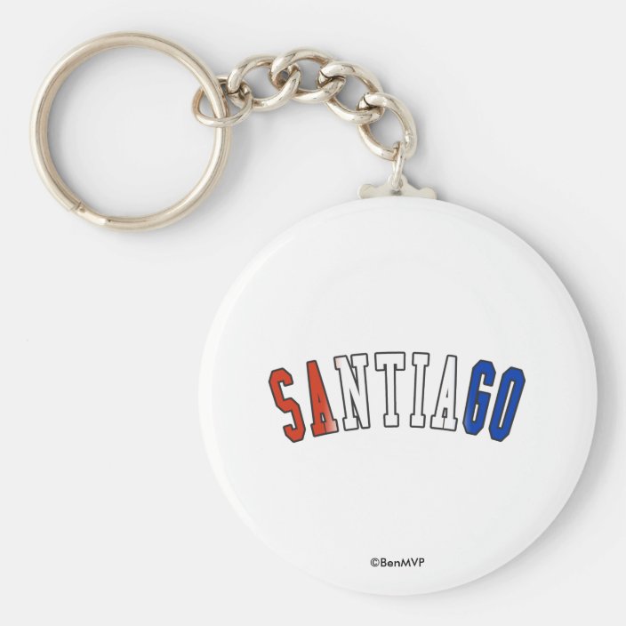 Santiago in Chile National Flag Colors Keychain