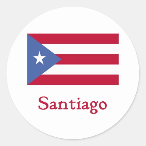 Santiago Puerto Rican Flag Classic Round Sticker