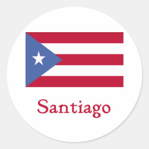 Santiago Puerto Rican Flag Classic Round Sticker