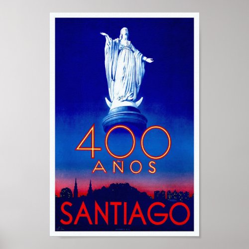 Santiago Vintage Travel Poster