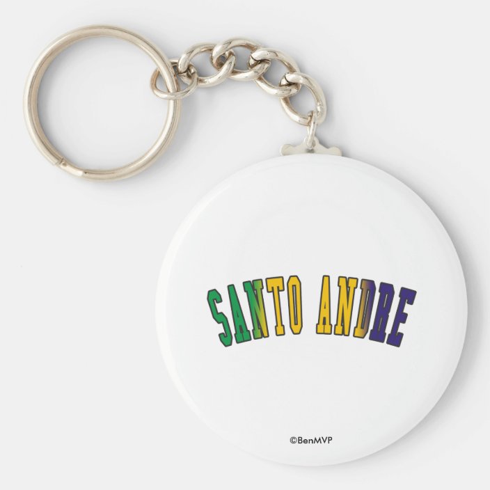 Santo Andre in Brazil National Flag Colors Keychain