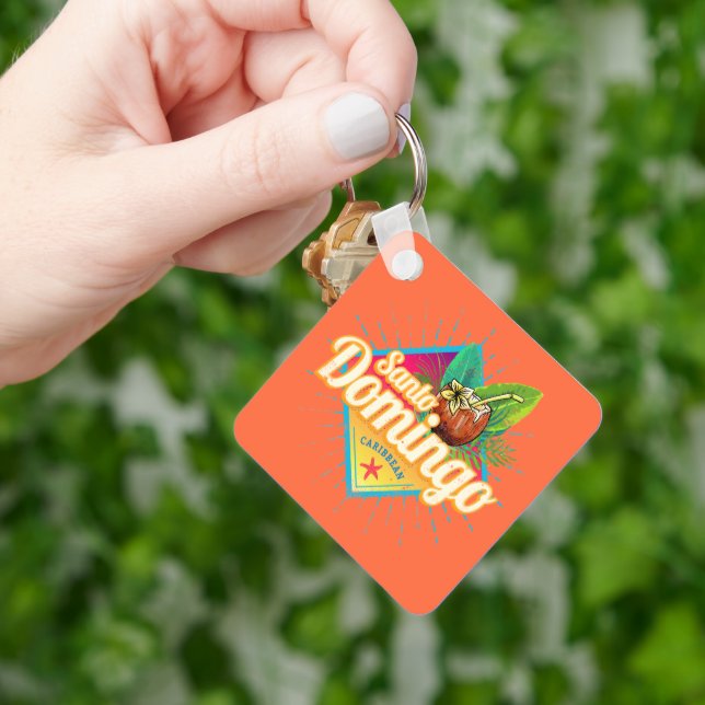 Santo Domingo Caribbean Dominican Republic Retro Keychain (Hand)