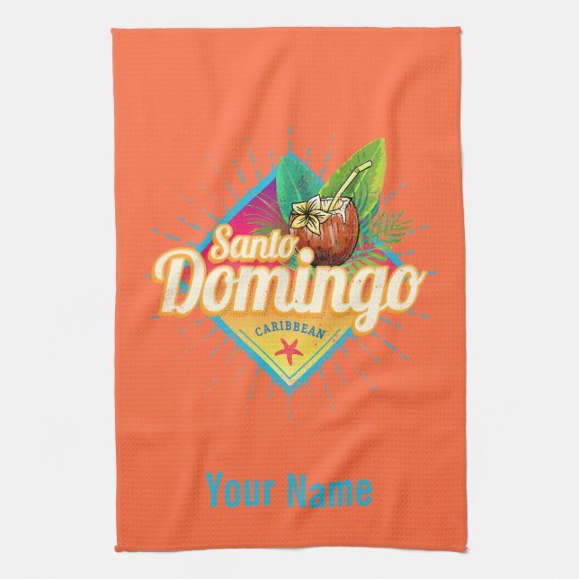 Santo Domingo Caribbean Dominican Republic Retro Kitchen Towel (Vertical)