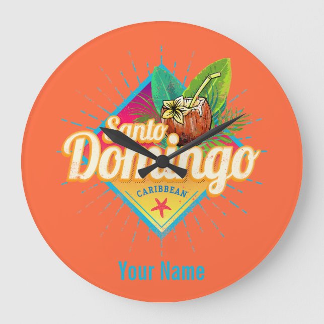 Santo Domingo Caribbean Dominican Republic Retro Large Clock (Front)