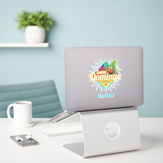 Santo Domingo Caribbean Dominican Republic Retro Sticker (Laptop On Desk)