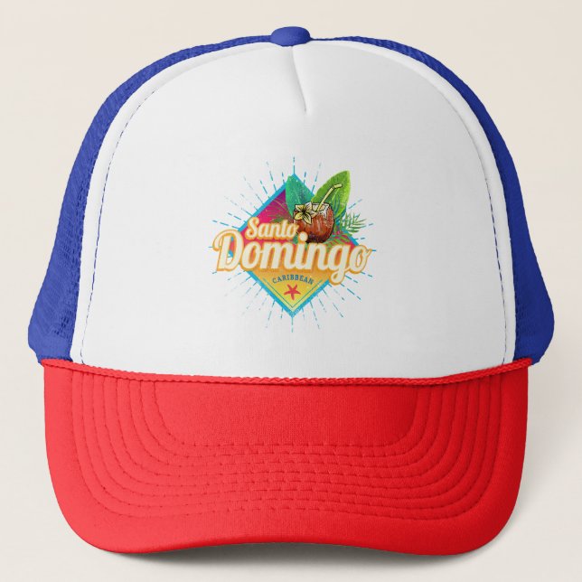 Santo Domingo Caribbean Dominican Republic Retro Trucker Hat (Front)