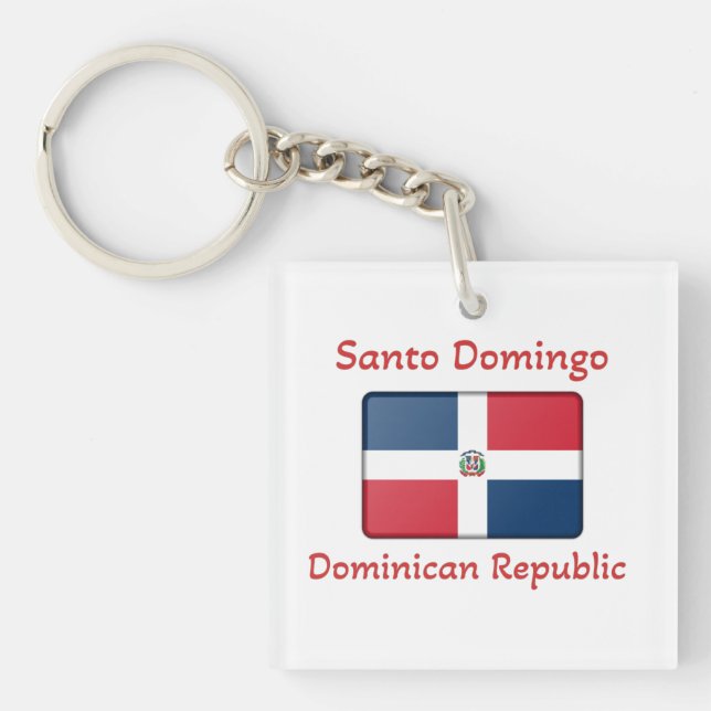 Santo Domingo Dominican Republic Flag  Keychain (Front)