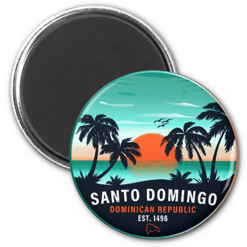 Santo Domingo Dominican Republic Retro Sunset 60s Magnet