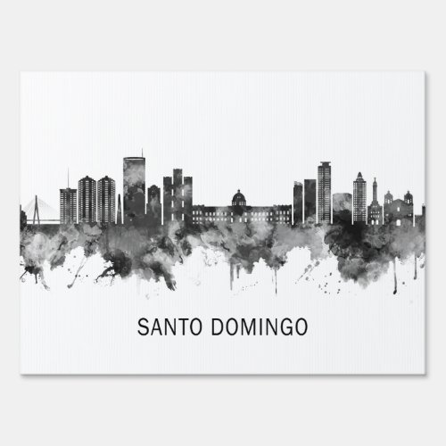 Santo Domingo Dominican Republic Skyline BW Sign