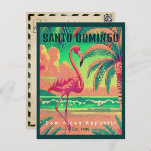Santo Domingo DR Retro Flamingos Souvenir 1950s Postcard
