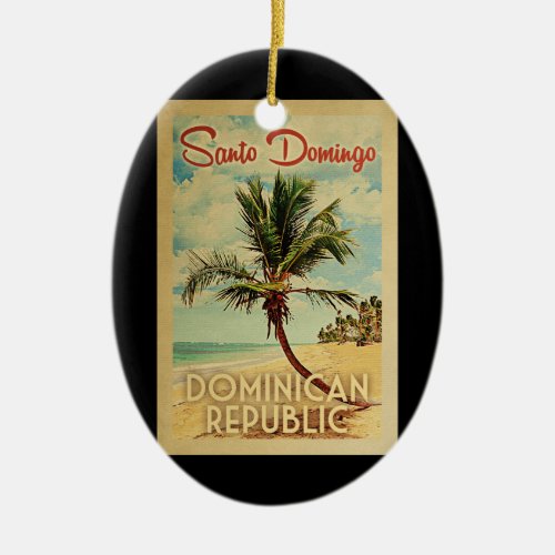 Santo Domingo Palm Tree Vintage Travel Ceramic Ornament