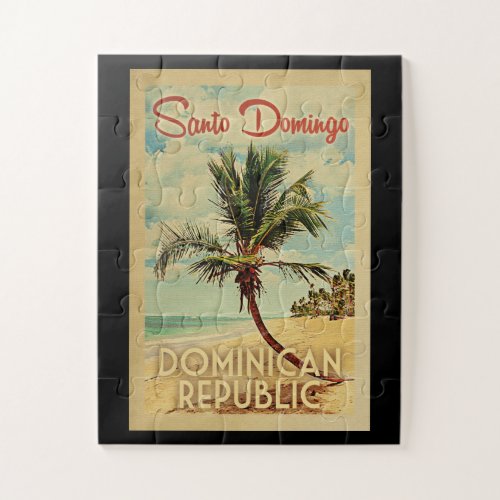 Santo Domingo Palm Tree Vintage Travel Jigsaw Puzzle