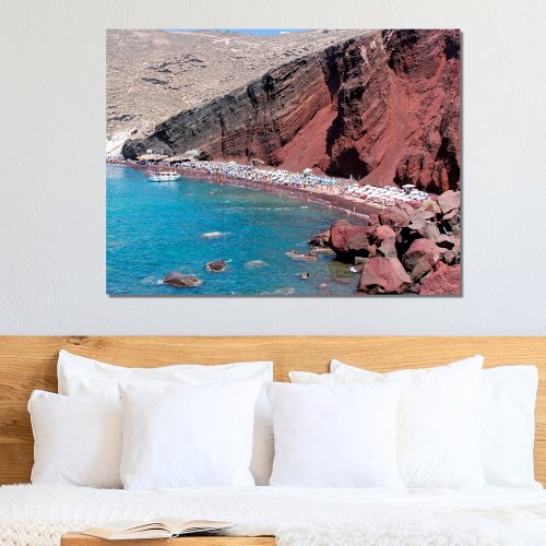 Santorias Red Rock Beach Serene Beauty Poster