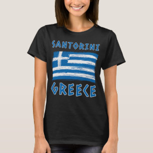 Santorini And Flag Of Greece Women's T-Shirt