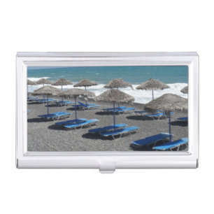 Santorini Beach, Greece Business Card Case