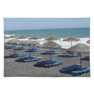 Santorini Beach, Greece Cloth Placemat