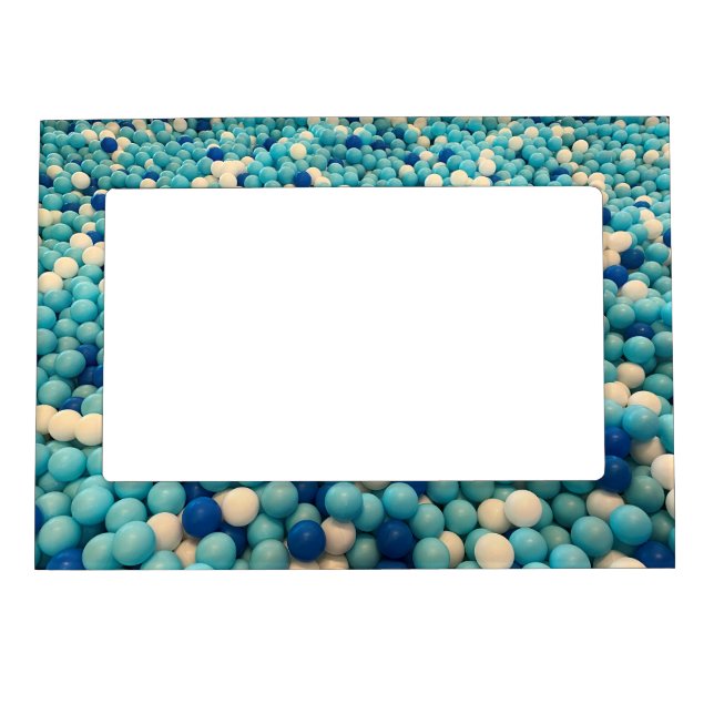 Santorini Beach (White & Blue party balls) Magnetic Frame (Front)
