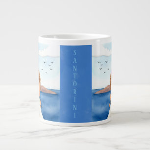 Santorini,Beautiful Women in Greek Giant Coffee Mug
