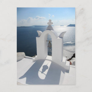 Santorini Bell Tower Casts Shadow Postcard