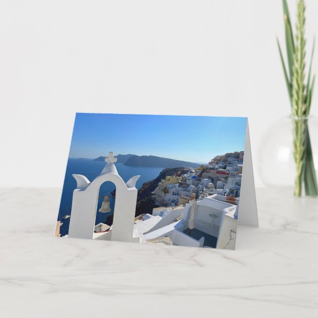 Santorini Bell Tower Greece Photography Card (Front)