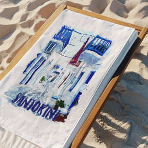Santorini Blue and White Travel Beach Towel
