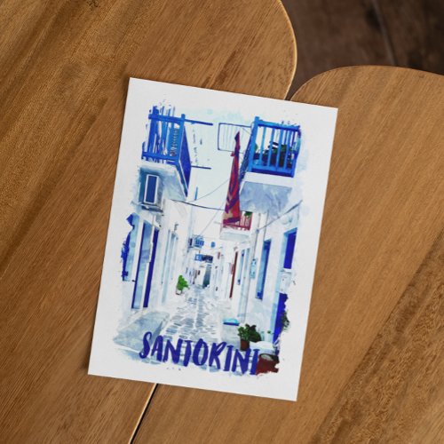 Santorini Blue and White Travel Invitation