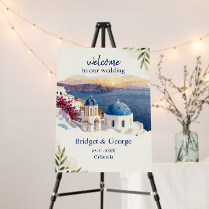 Santorini Blue Destination Wedding welcome Foam Board
