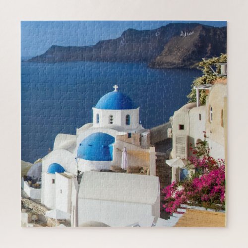 Santorini Blue Domes on the Caldera Jigsaw Puzzle