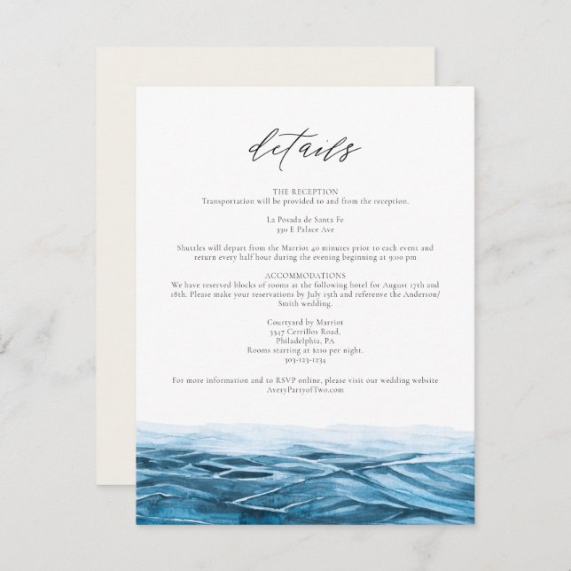 SANTORINI Blue Ocean Watercolor Details Card (Front/Back)