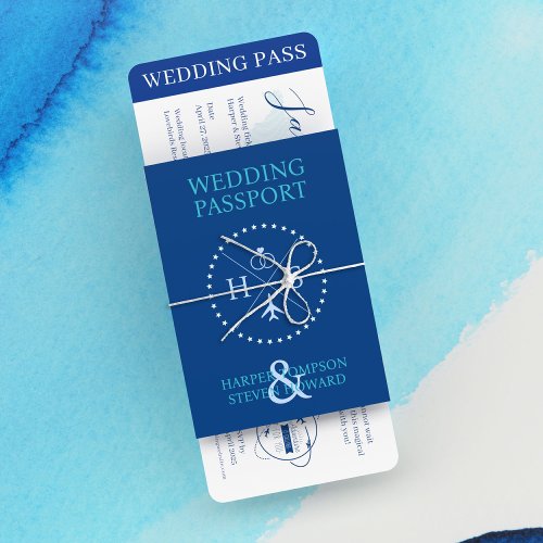 Santorini Blue Passport Wedding Invite Holder