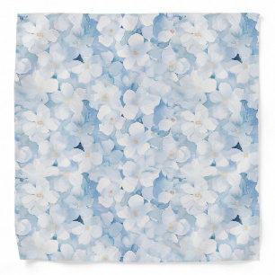 Santorini Blue White Flowers Bandana