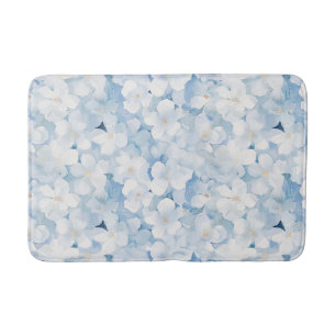 Santorini Blue White Flowers Bath Mat