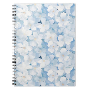 Santorini Blue White Flowers Notebook
