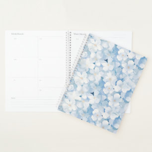 Santorini Blue White Flowers Planner