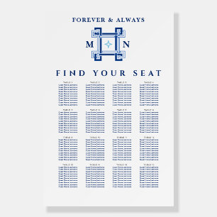Santorini Blue White Mediterranean Seating Chart Foam Board
