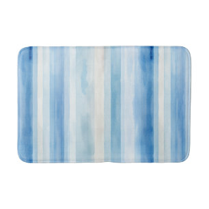 Santorini Blue White Stripes Bath Mat