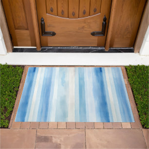 Santorini Blue White Stripes Doormat